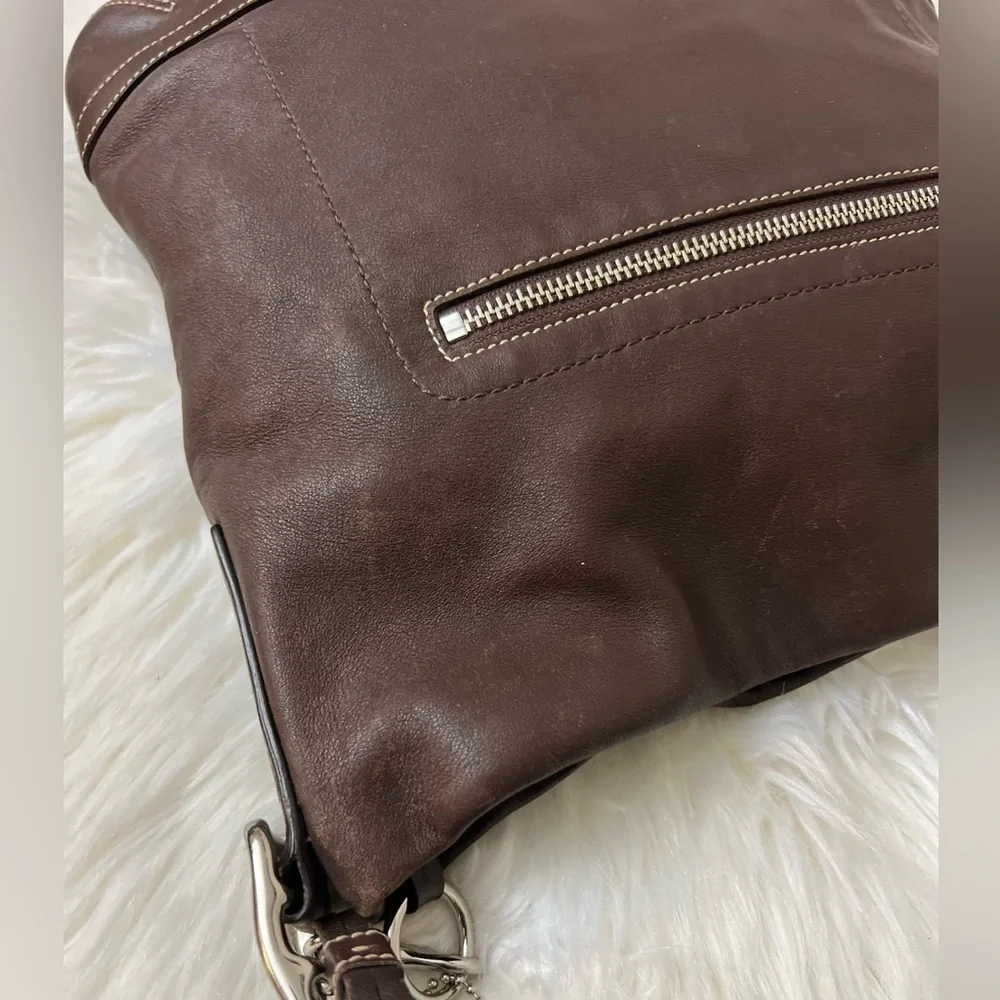 Vintage Coach #1414 Elegant Brown Leather Shoulder Bag